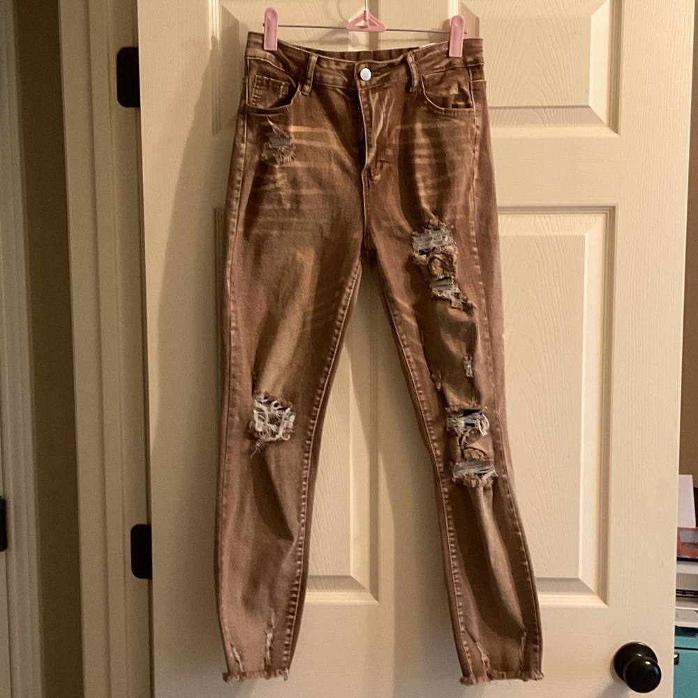 Distressed Brown Women Jeans